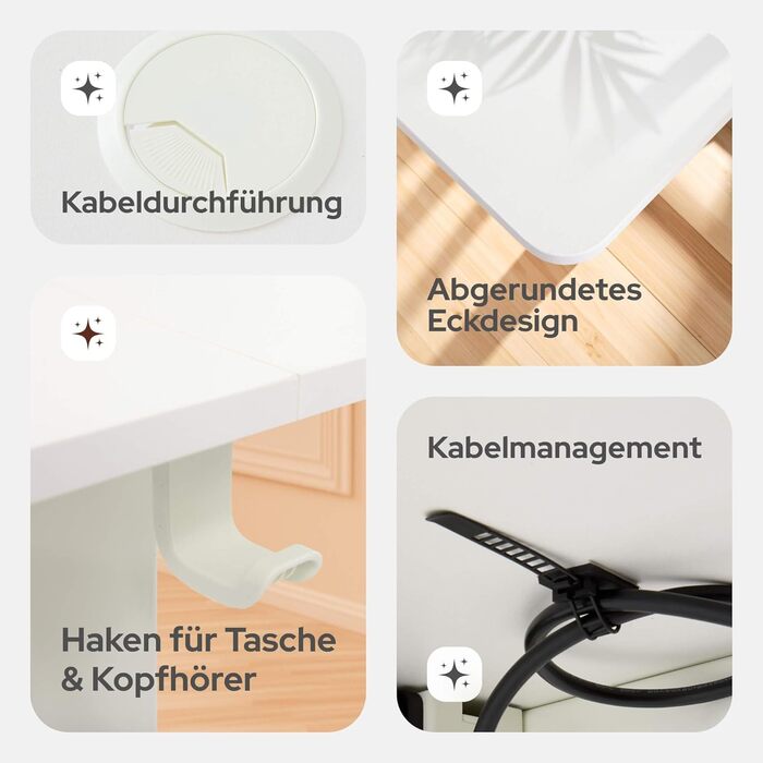 Електричний регульований стіл Arebos 120x60 см з пам'яттю | Комп'ютерний стіл, стоячий стіл, офісний стіл | Білий