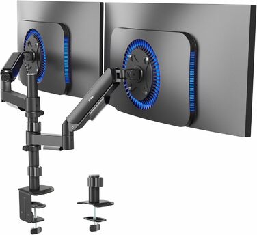 Кріплення для двох моніторів VIVO STAND-V002KW - білий, для моніторів 43.2-32 дюймів, регулювання висоти, поворотний, настільний кріплення VESA