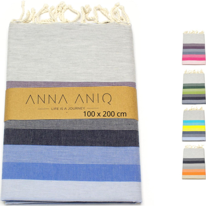 Рушник ANNA ANIQ Fouta Hammam XXL 100x200 см - 100 бавовна, рушник для ванни/пляжу, йога, пештемаль (синьо-темно-фіолетовий)