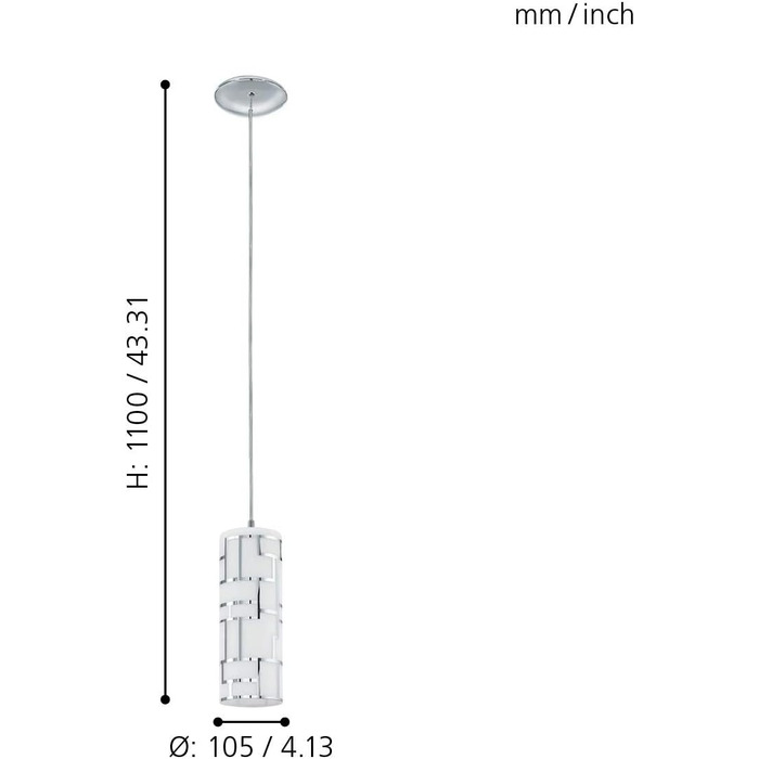 Настільна лампа EGLO Bayman, 1-лампова елегантна, приліжкова лампа зі сталі та скла з декором, лампа для вітальні в хромі, біла, лампа з вимикачем, розетка E27 (підвісний світильник 1-ламповий)