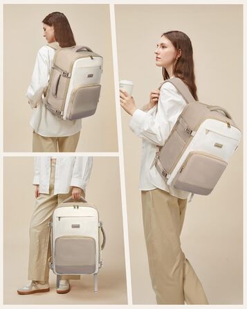 LOVEVOOK Рюкзак ручної поклажі, 40л, 17.3 дюйми, для подорожей та бізнесу, водонепроникний, 45x30x20см, світло-бежевий