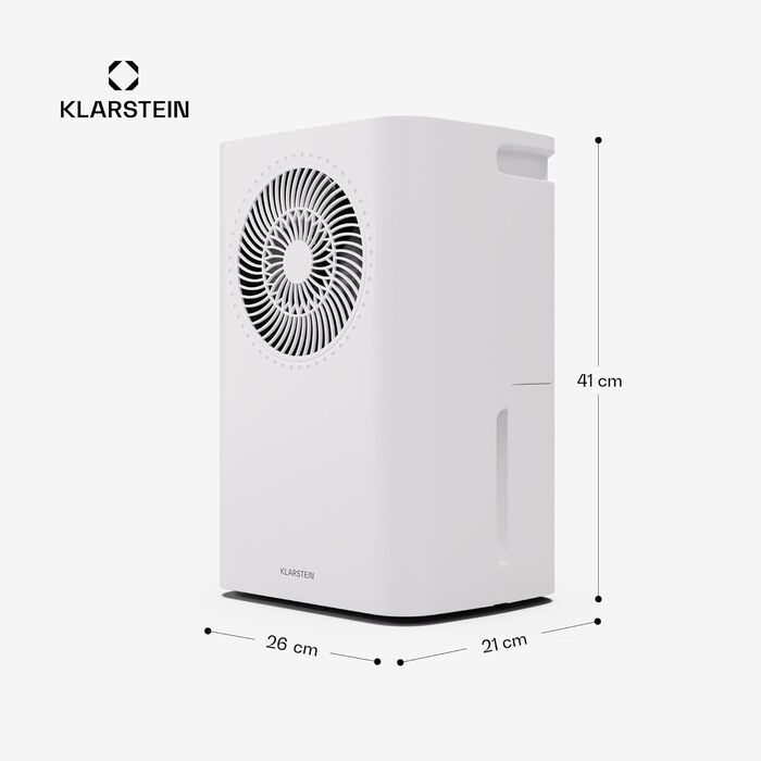 Зволожувач повітря Klarstein CircleDry 12L Smart з Wi-Fi, тихий 38dB, таймер 24г, безперервна злив, контроль вологості, для приміщень до 24м², білий