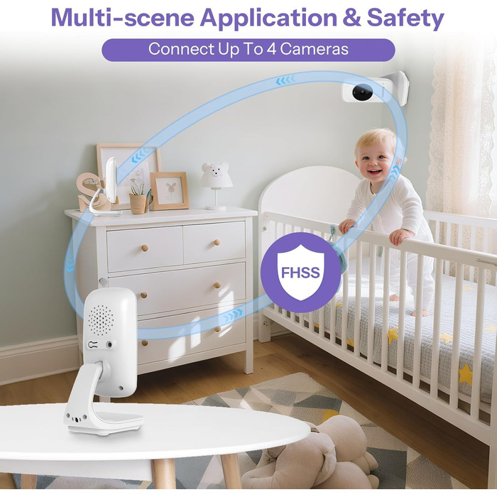 Радіоняня HelloBaby з камерою, 29 год автономії, поворотна камера 318°/120°, нічна зйомка, двосторонній зв'язок (HB50)