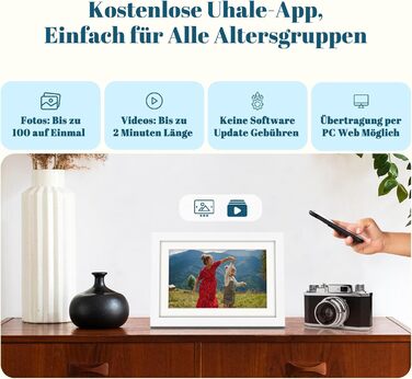 Цифровий фоторамка Eptusmey 10.1 дюймів з Wi-Fi, дуб, 32GB, IPS Touchscreen, відтворення фото/відео через Uhale APP, подарунок для чоловіків та жінок, білий