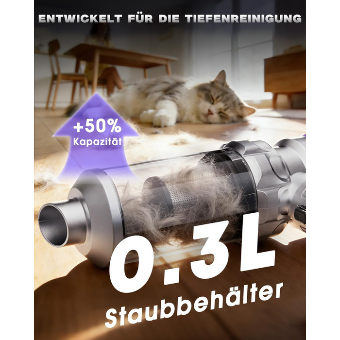 Бездротовий автомобільний пилосос Ortiny 28000Па, ручний міні-пилосос 4 в 1 з безщітковим двигуном та самоочищенням контейнера, для авто, дому та кухні, сріблясто-фіолетовий
