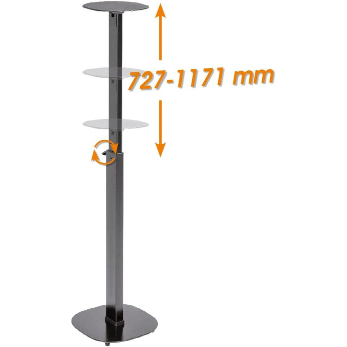 Підставки для колонок - 2 шт. Чорні, висота 727-1171 мм, вантажопідйомність 10 кг кожна