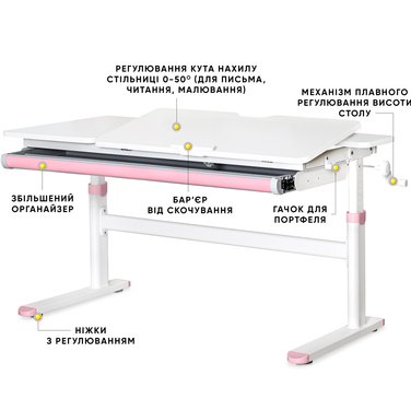 Дитячий стіл Evo-kids TH-360 Lite Pink (арт. TH-360 WG/PN Lite)