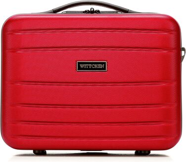 Чемодан на колесах WITTCHEN Globe Line, ручна поклажа, ABS, кодовий замок, 25 x 33 x 33 x 16,5 см, Lufthansa/Eurowings/Ryanair/Condor/Discover Airlines (косметичка, червоний)