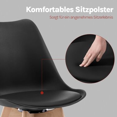 Крісла для їдальні WOLTU, набір з 2 шт., чорні, з масиву дерева та штучної шкіри, до 100 кг, для кухні та їдальні