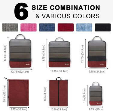 Набір компресійних органайзерів для подорожей Packwürfeln, сумка-органайзер для одягу в рюкзак та валізу, 6 шт, червоний