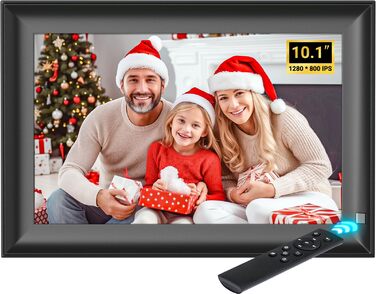 Цифровий фоторамка OBVHNUA 10.1' з 128 ГБ пам'яті, без Wi-Fi, IPS-дисплей 1280*800, відтворення фото, музики, відео, календар, USB/SD, настінний монтаж