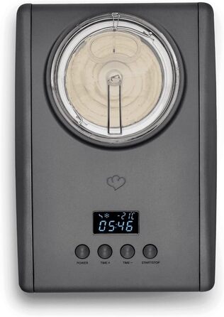 Електрична морозивомашина Springlane 1.5L з самоохолоджуючим компресором 150W, з нержавіючої сталі з знімним контейнером для льоду, з рецептами (морозиво)