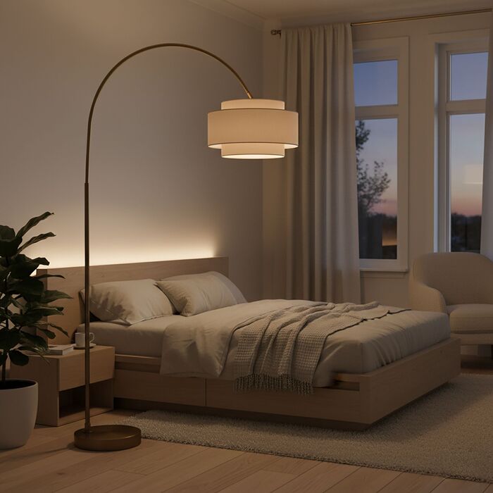 Relaxdays: Арка-настільна лампа з металу та тканини