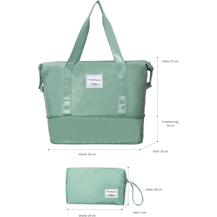 Набір валіз Travelhouse Ascona 5-в-1 (75/65/55 см) з TSA-замком, Spinner-колесами та аксесуарами, ABS+PC, темно-зелений