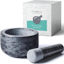Набір для стукання спецій Madeco з мармуру, діаметр 14 см - ідеально підходить для спецій, трав та горіхів. З антиковзним підкладом.