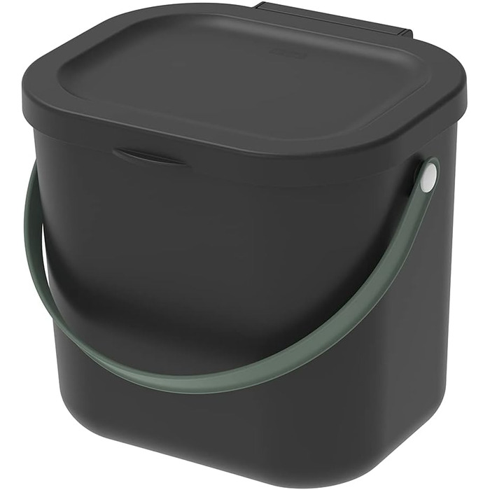 Відро для органічних відходів Rotho Albula 6 л, пластик, без вмісту BPA, антрацит, 23,5x20,0x20,8 см (чорне)