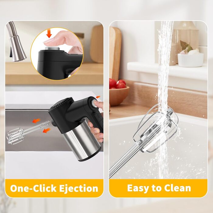 Ручний міксер електричний бездротовий з USB зарядкою, 7 швидкостей, 6 насадок (металеві віночки, гаки для тіста) - для дому