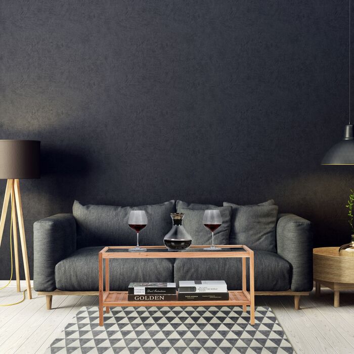 Relaxdays Приставний столик з горіхового дерева з скляною полицею