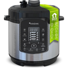 Електричний сковорода-мультиварка TurboTronic 6L з нержавіючої сталі та з антипригарним покриттям, пароварка, швидкий котел, срібний котел