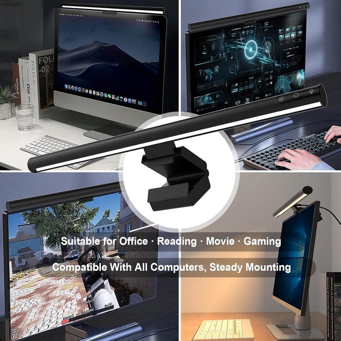 LED-лампа для монітора з сенсорним керуванням, USB-світлодіодна стрічка з захистом від синього світла, сучасна підсвітка монітора з адаптером живлення, світлодіодна лампа для комп'ютера, офісу та дому