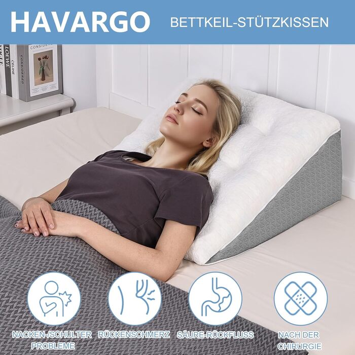 Подушка для ніг Havargo з піною з пам'яті, для підтримки ніг, знімний чохол, двошарова подушка для ніг, подушка-клинок