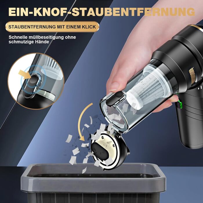 Акумуляторний ручний пилосос 4-в-1 для авто та дому, потужність 28000Па, бездротовий пилосос для прибирання шерсті тварин, кухні та офісу