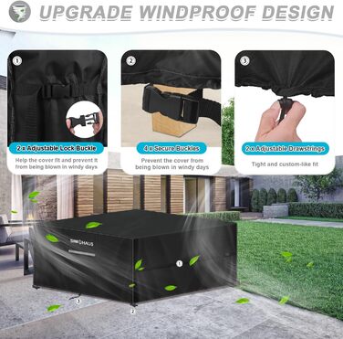 Захисний чохол для садово-патіо меблів: стіл, вологостійкий, 250x250x90 см, 420D Oxford