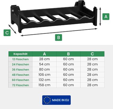 Стеллаж для вина ARTECSIS на 24 пляшки, пластиковий, для ресторанів, модульний, чорний