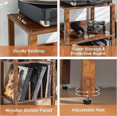 Столик для принтера LELELINKY на колесах, 2-ярусний мобільний стенд, коричневий (52,5 x 40 x 36 см)