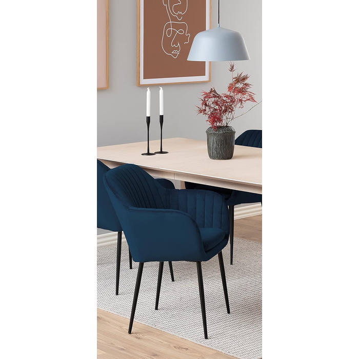 AC Design Furniture стілець Wendy, темно-синій/чорний, велюр/метал, 57x61x83 см