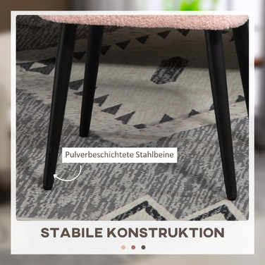 HOMCOM Footstool Квадратний табурет рожевого кольору з кашеміровим виглядом і сталевими ніжками, ідеальна підставка для ніг для вітальні та спальні