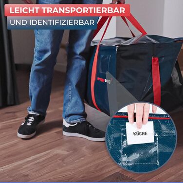 Пластикові пакети для зберігання WRAPPYBAG 4 Pack XXL - міцні, водонепроникні, з посиленими ручками, 75x36x38 см, сині