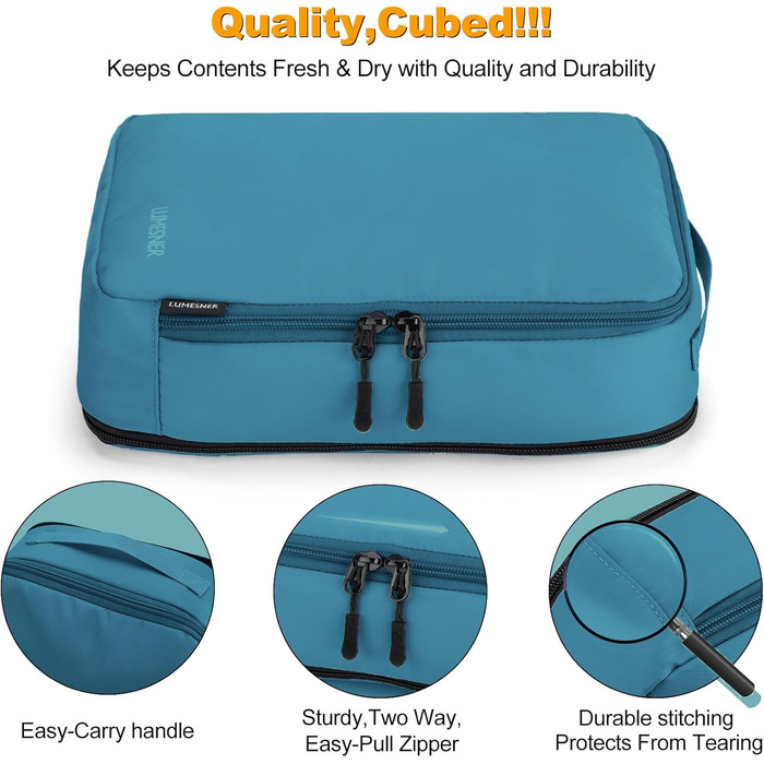 Набір органайзерів для валізи 8 предметів, дорожні сумки-пакети для одягу та косметички, синій колір