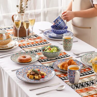 Набір посуду Vancasso MANDALA 48 предметів: сервіз для 12 осіб, ручна робота, богемський стиль