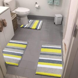 М'які килимки для ванної і туалету Pauwer 3 шт сіро-жовті