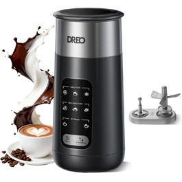 Електричний спінювач молока Dreo 8-в-1 для лате-арту, 270 мл, з підігрівом, LED, чорний