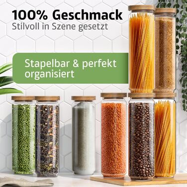 Набір скляних банок для зберігання з кришкою (300, 500, 700, 1000 мл) | Герметичні та захищені від молі | Для спецій та продуктів харчування