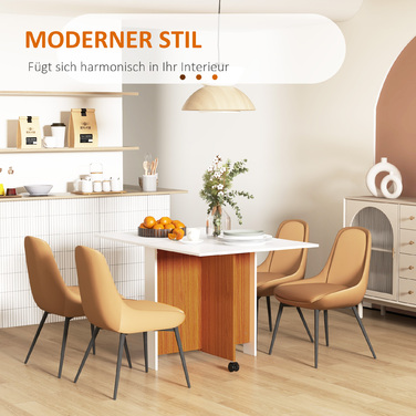 Розкладний обідній стіл, висувний обідній стіл, мобільний, сучасний дизайн, 120 см x 80 см x 73 см, тик + білий