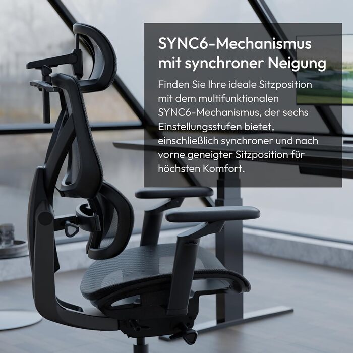 Ігровий крісло ThunderX3 Flex Pro Loft | Ергономічне крісло для офісу та геймінгу з тканини, регулювання 19D, 5D підлокітники, механіка SYNC6, дихаюче (Чорний)