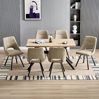 Обідні стільці поворотні 4 шт., 180° обертання, м'яка тканина кашмір-бавовна, чорні металеві ніжки, для кухні, вітальні, їдальні, хакі, 4 шт.