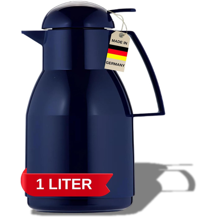 Термос Helios Top Push з нержавіючої сталі, 1 літр, темно-синій