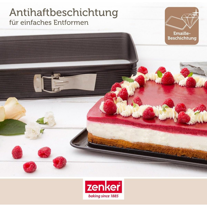 Форма для випічки Zenker прямокутна з кришкою DELUXE, коробка для транспортування тортів з емальованим дном, дека для випічки з кришкою (Чорний/Прозорий/Червоний), 1 шт.