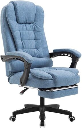 Офісне крісло WHOJA з регулюванням спинки 155° та підлокітниками, матеріал - тканина, максимальне навантаження 200 кг, 3 кольори (блакитний)