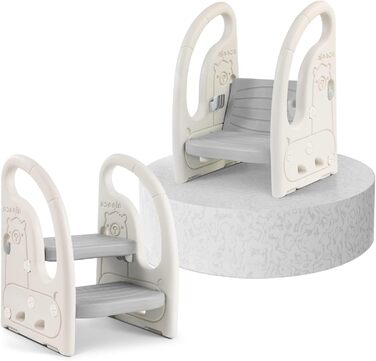 Триттхокер для дітей Onasti 2 сходинки, регульована висота, сірий. Зручний триттхокер для малюків 1.5-5 років