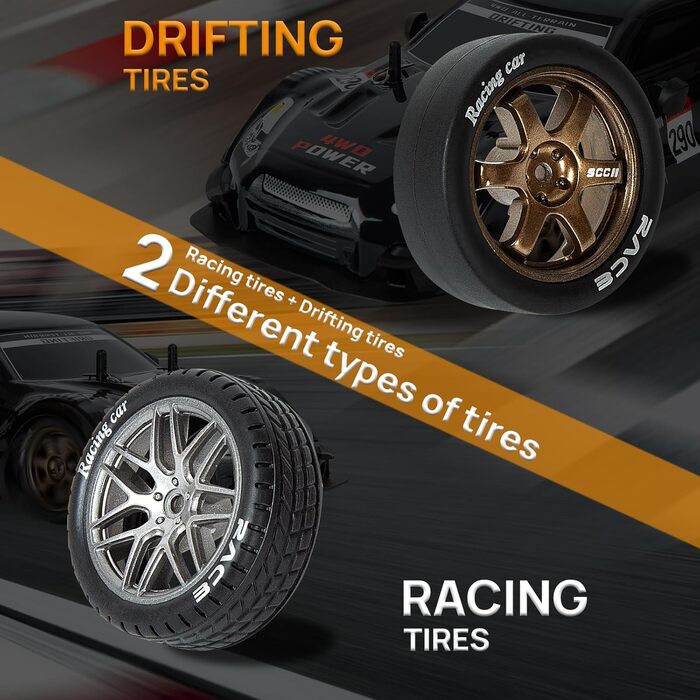 RC Автомобіль для дрифту 1:14 4WD GT – Радіокерування, пропорційний газ, чорний колір – Іграшка для дітей та дорослих