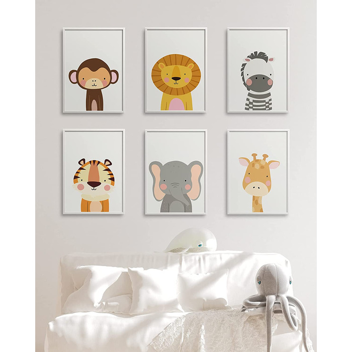Набір з 6 дитячих постерів Hambient для кімнати дитини: Сафарі Африки (30x40 см, без рамки)