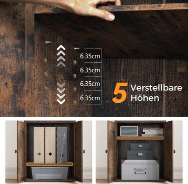 Стелаж Coleshome з дверцятами та шухлядами: 5 полиць, 48x24x164.2 см, для дому, офісу, вітальні, спальні (білий, рустикальний коричневий)
