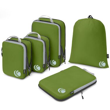 Набір компресійних органайзерів для подорожей Cipway, ультралегкі пакувальні куби для валізи та рюкзака, 5 шт., зелений