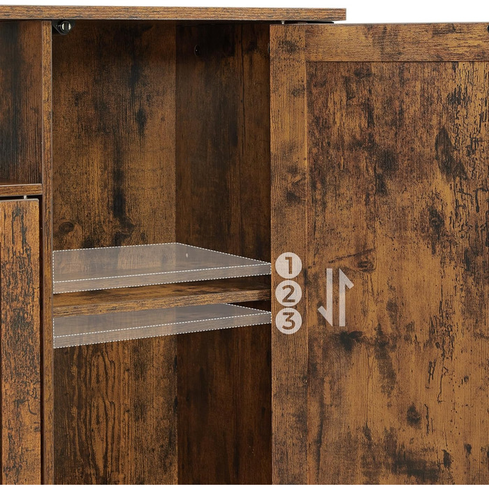 Стійка VASAGLE з 3 дверцятами для вітальні, кухні, їдальні, 33 x 110 x 75 см, стиль кантрі, вінтажний колір, LSC096B01