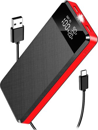 Входи/виходи, LED-дисплей, ліхтарик, сумісний зі смартфоном, 30000mAh 25W PD3.0, USB C, 3